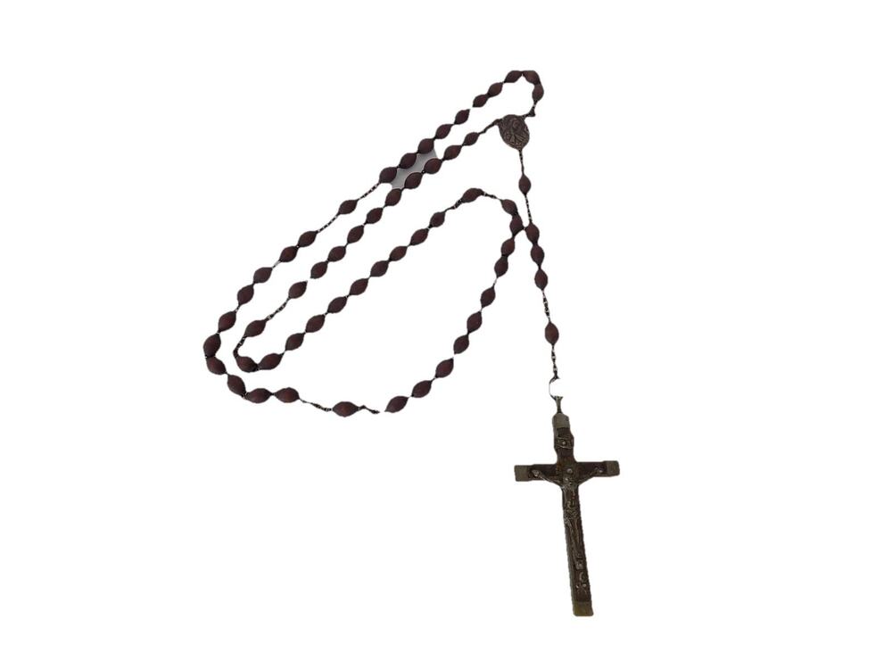Vintage rosary olive seeds crucifix